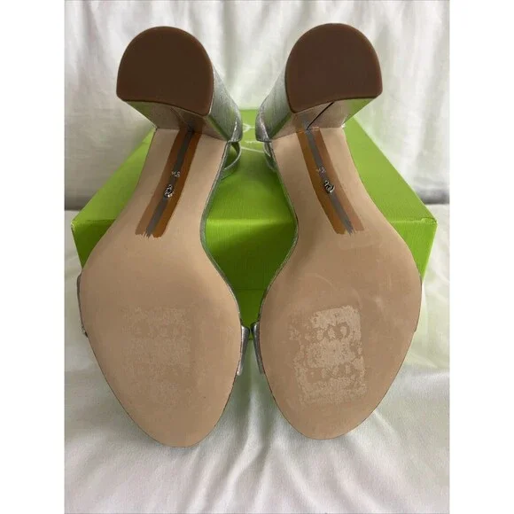 New Sam Edelman Silver Metallic Yaro Heels Size 8.5 - Picture 7 of 7